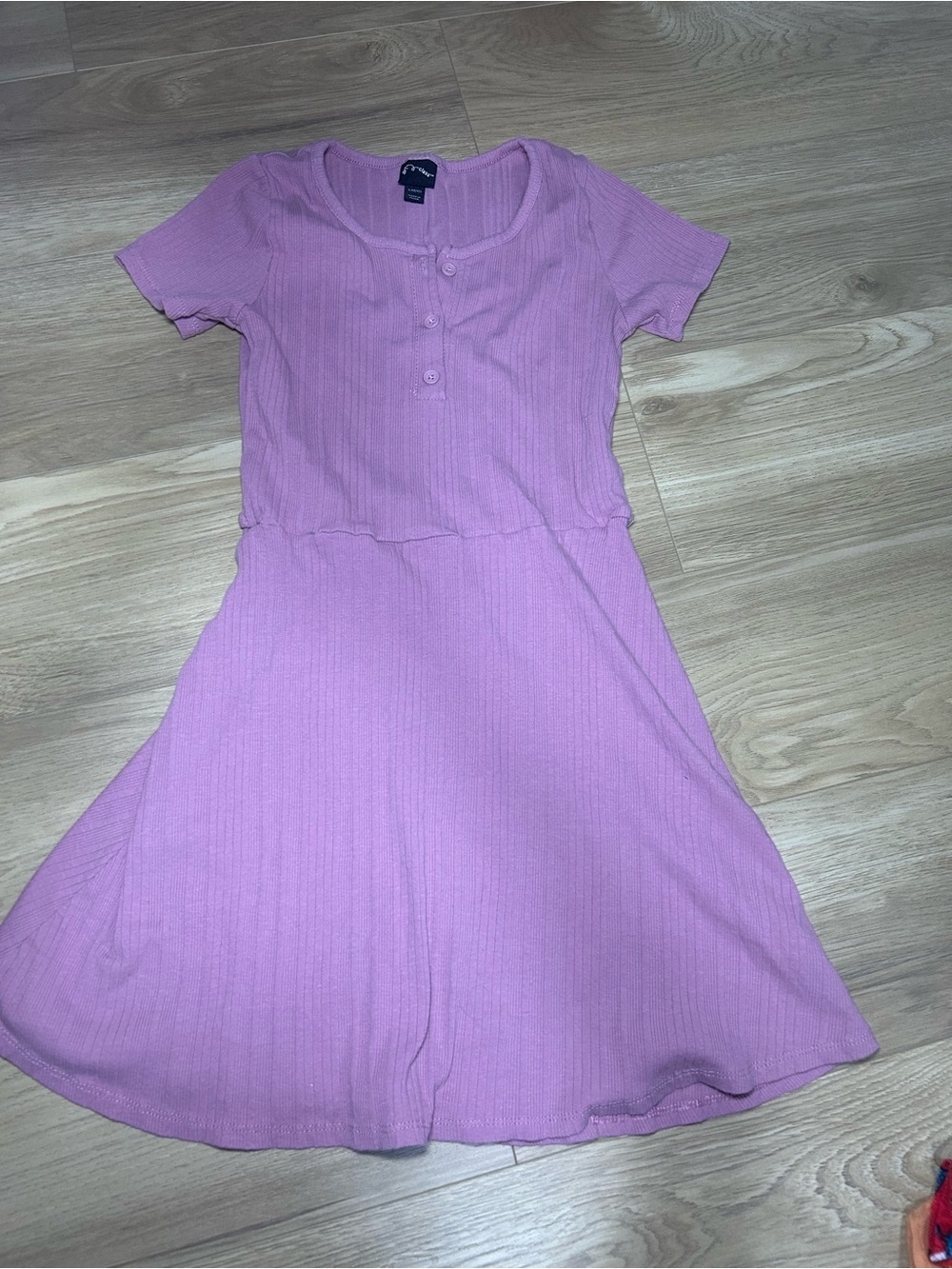 art class Lilac Ribbed Short-Sleeve Dress with Button Front